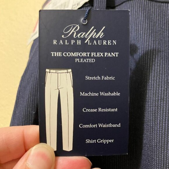 NWT Ralph Lauren Men's Comfort Flex Navy Blue Pleated Dress Pants Size 36/30 - Picture 4 of 6